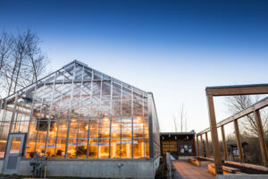 The Sarah Simonds Green Conservatory at night