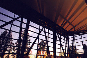 Sunset viewed through the windows of the Reading Room