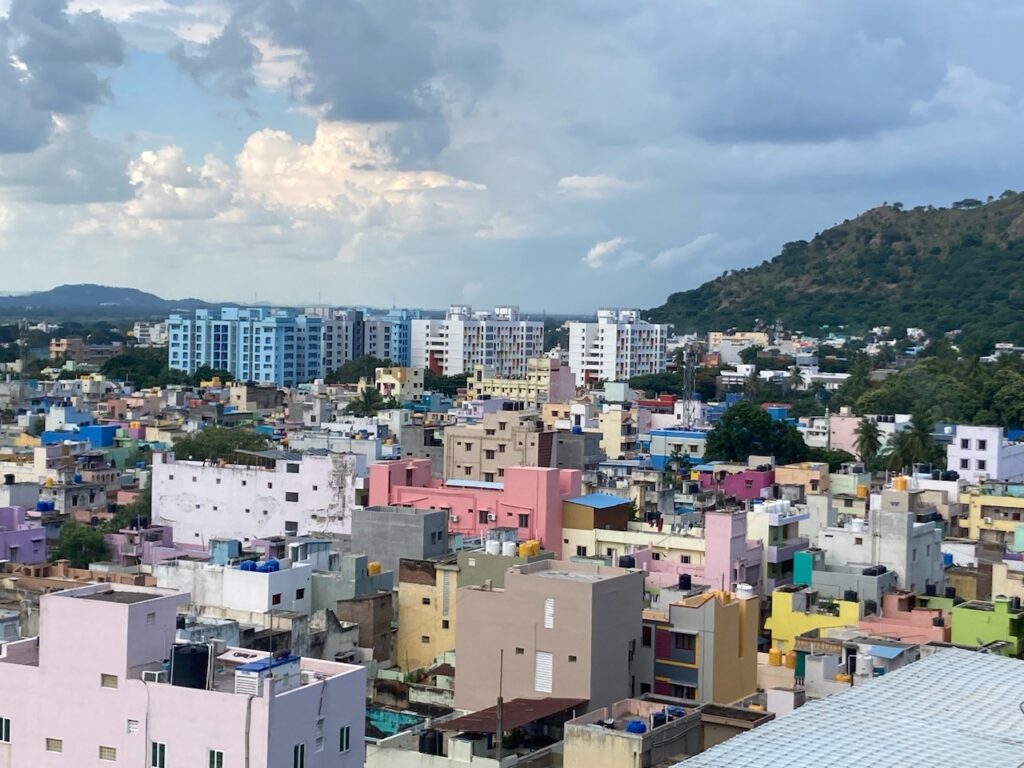 City skyline of Vellore, India.