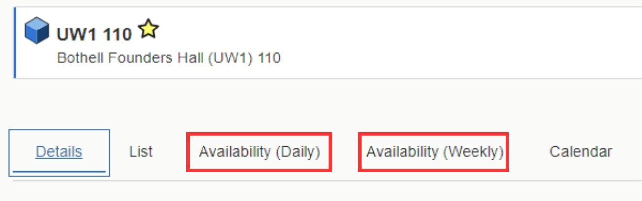 Availability tabs for daily and weekly are found within the details under each specific location.