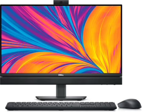 Optiplex All-in-one with keyboard and mouse showing a colorful display