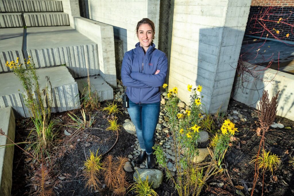 Alexa Russo in a (dry) rain garden. / Marc Studer photo