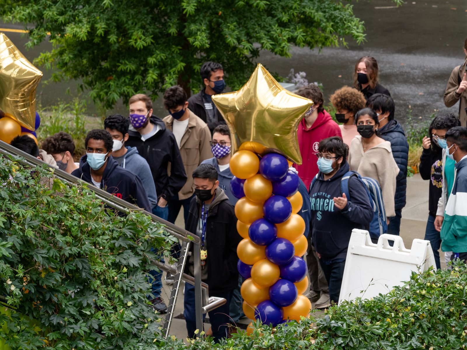 Students walking into Convocation