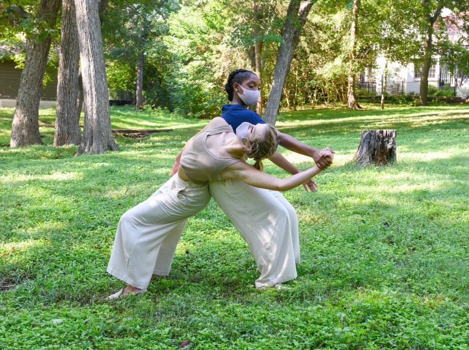 Cry Havoc actors in the park dancing