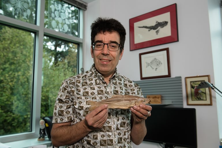 Jeff Jensen with preserved kokanee.