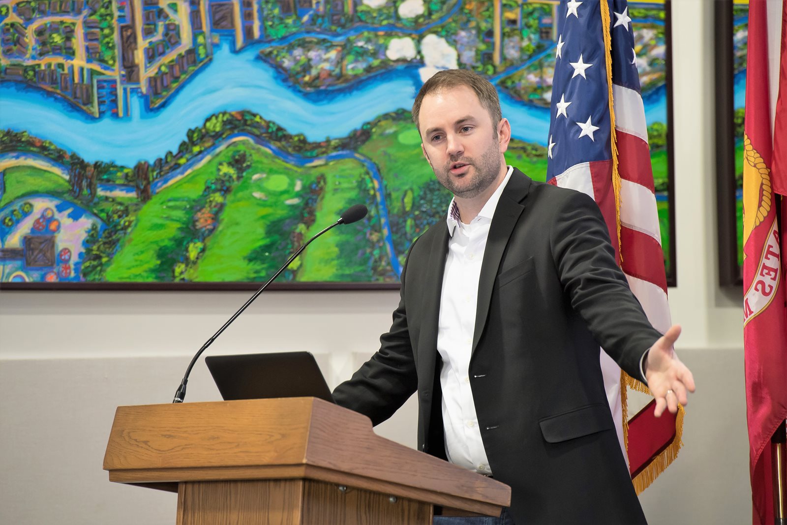 Sean Alley speaking at reception