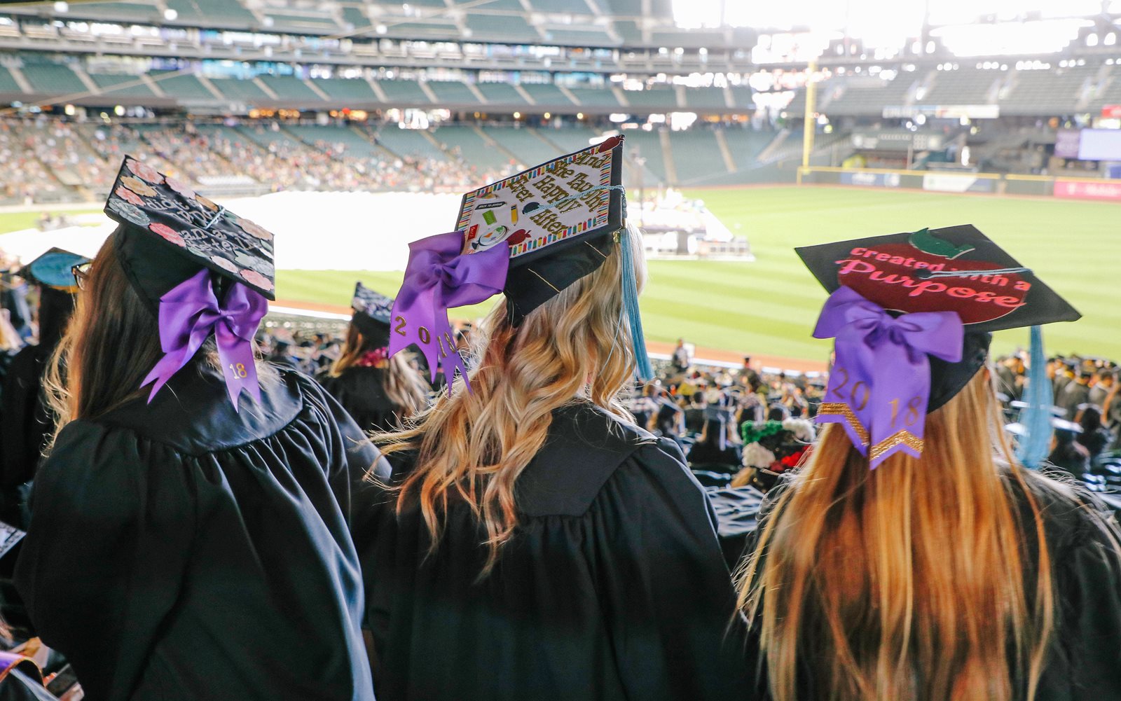 Grads in cap and gown